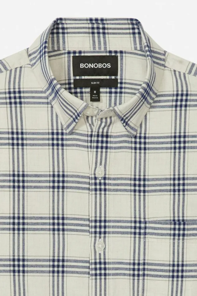 Men Lightweight Flannel Shirt Heather Dune Plaid Bonobos Casual Shirts