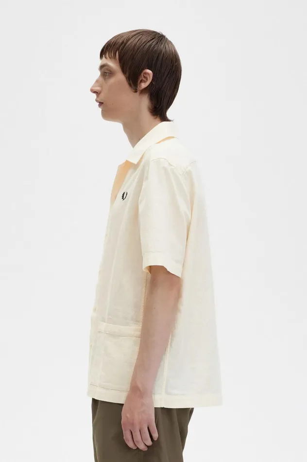 Men LinenBlend Shirt Ecru Fred Perry Shirts
