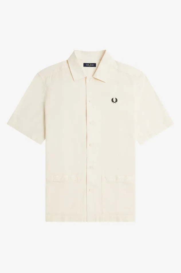 Men LinenBlend Shirt Ecru Fred Perry Shirts