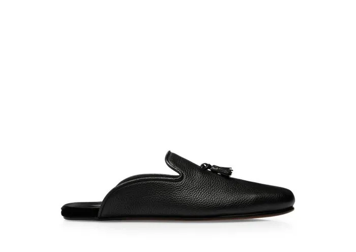 Men Loafers Tom Ford Grain Leather Winston Slipper Black