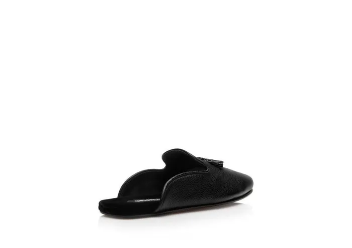 Men Loafers Tom Ford Grain Leather Winston Slipper Black Men Loafers Tom Ford Grain Leather Winston Slipper Black