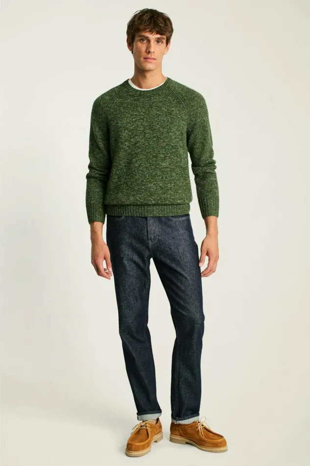 Men Marled Raglan Crew Neck Sweater Green Marl Bonobos Crew and VNeck Sweaters