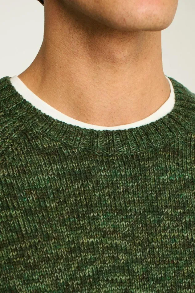 Men Marled Raglan Crew Neck Sweater Green Marl Bonobos Crew and VNeck Sweaters