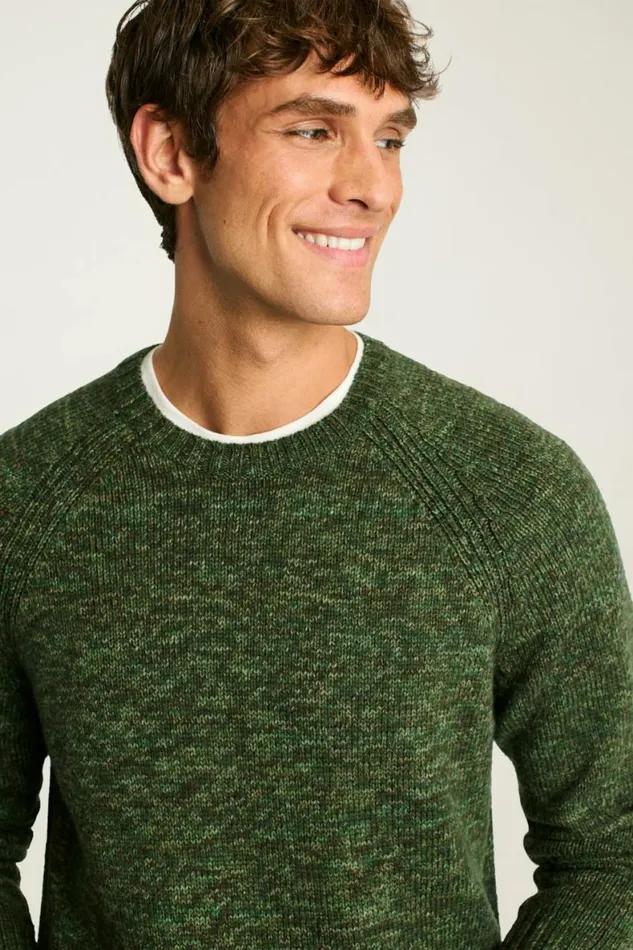 Men Marled Raglan Crew Neck Sweater Green Marl Bonobos Crew and VNeck Sweaters