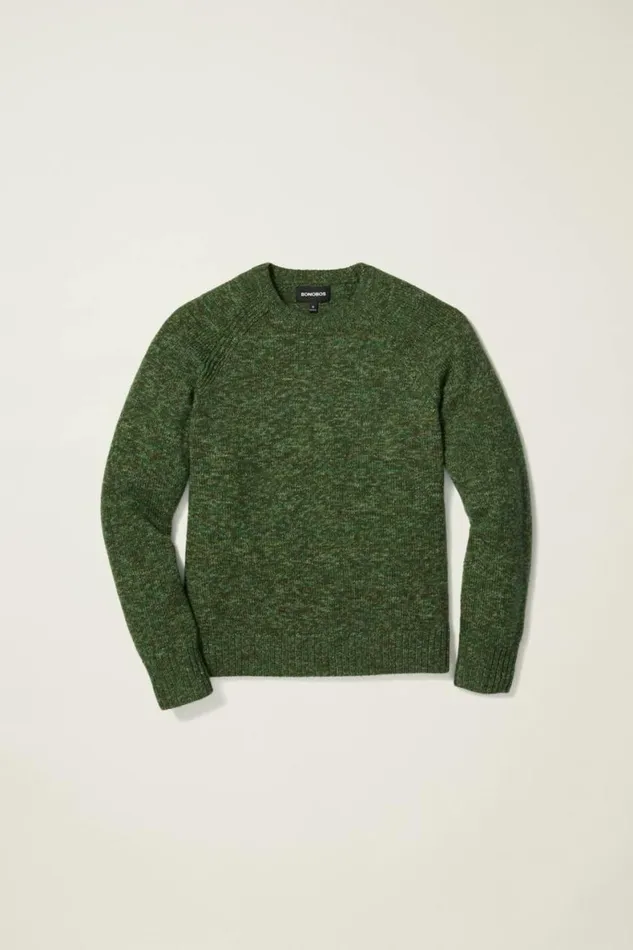 Men Marled Raglan Crew Neck Sweater Green Marl Bonobos Crew and VNeck Sweaters