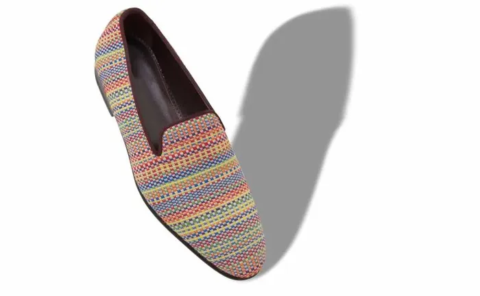 Men Multicoloured Cotton Embroidered Loafers Manolo Blahnik Loafers
