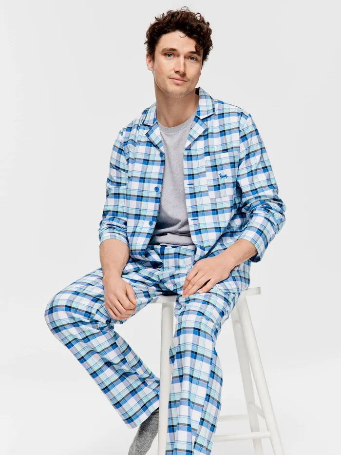 Men Navy Check Long Sleeve Set Multi Peter Alexander Sets