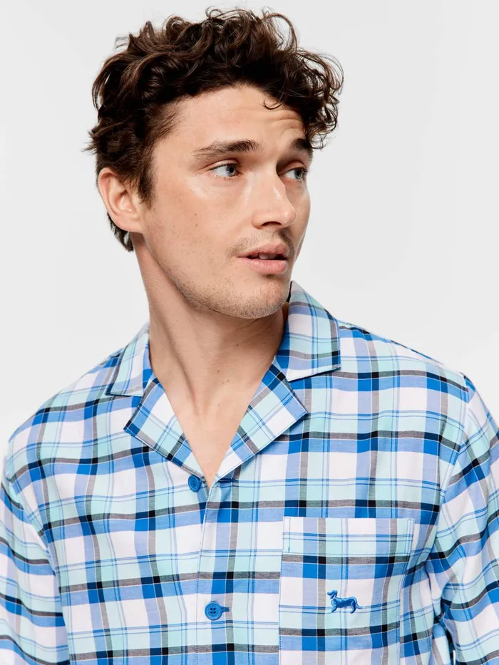Men Navy Check Long Sleeve Set Multi Peter Alexander Sets