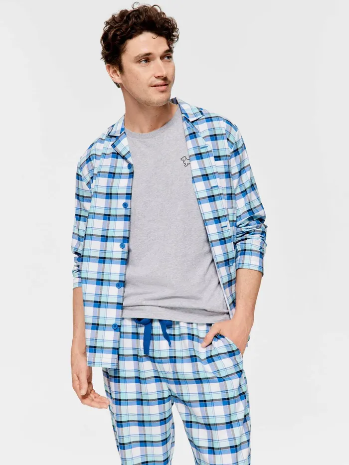 Men Navy Check Long Sleeve Set Multi Peter Alexander Sets
