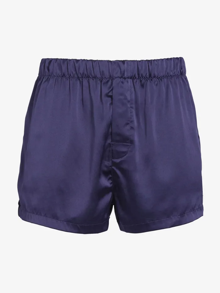 Men Navy Satin Boxer Short Navy Peter Alexander Shorts