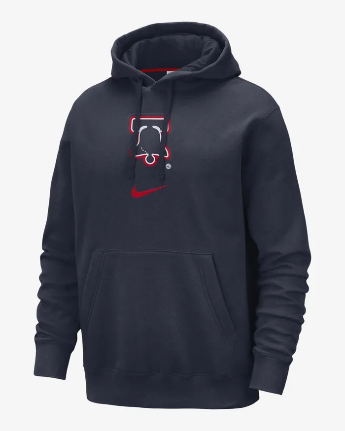 Men Nike Hoodies And Sweatshirts Philadelphia 76ers Club Fleece City Edition College Navy