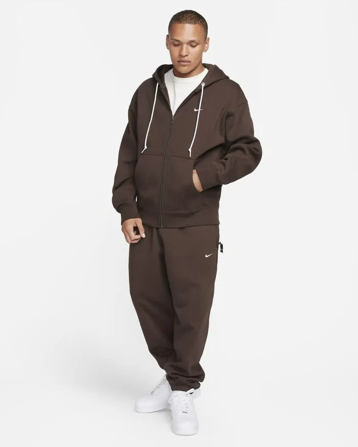 Men Nike Hoodies And Sweatshirts Solo Swoosh Baroque Brownwhite