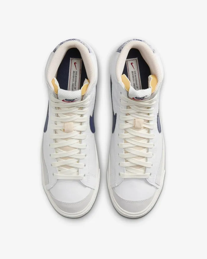Men Nike Lifestyle Blazer Mid 03977 Whitesailgym Redmidnight Navy