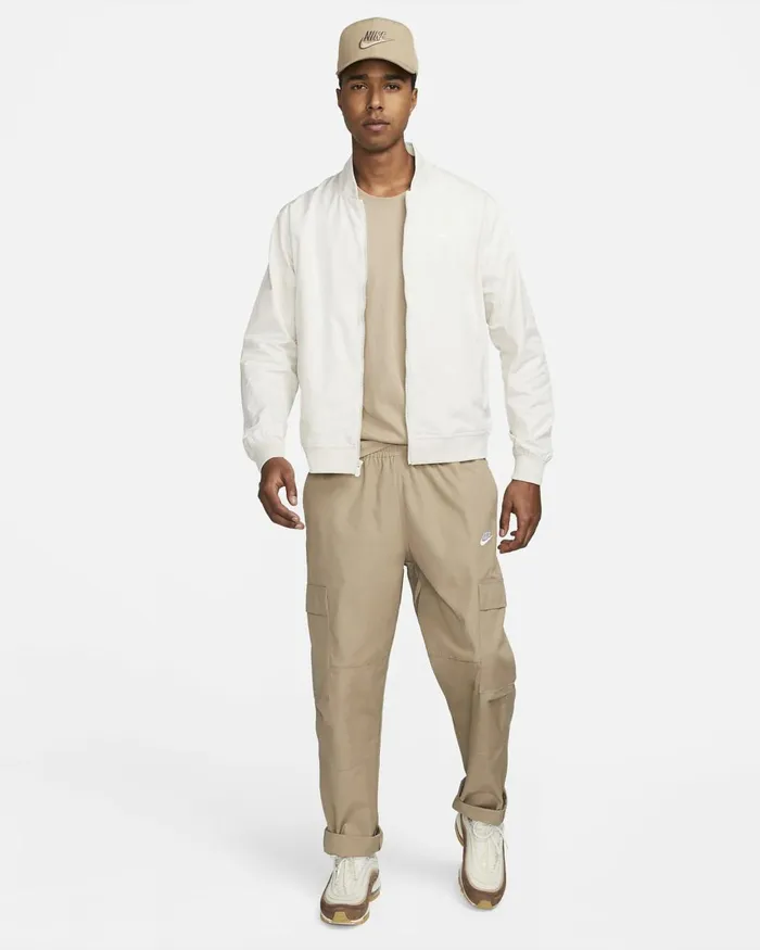 Men Nike Trousers And Tights Club Khakiwhite