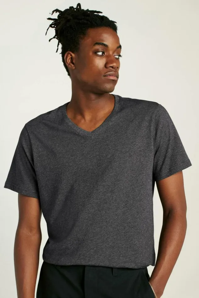 Men Organic Cotton VNeck Tee Heather Charcoal Bonobos Short Sleeve Tees
