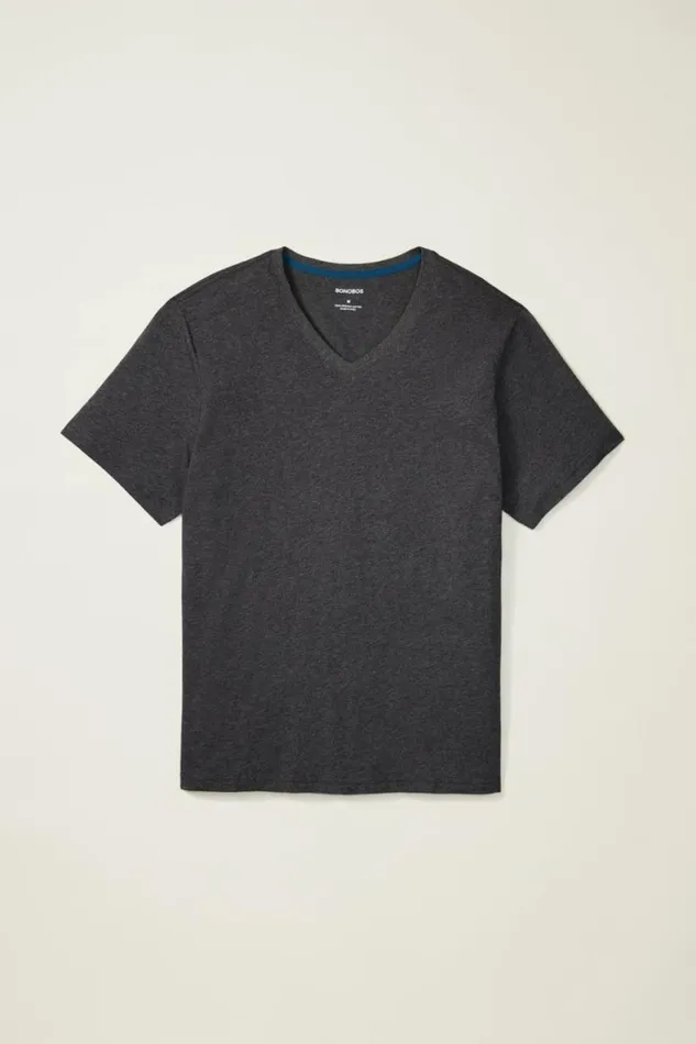 Men Organic Cotton VNeck Tee Heather Charcoal Bonobos Short Sleeve Tees