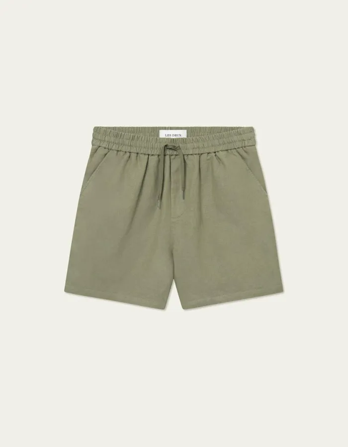 Men Otto Linen Shorts 8211 Lichen Green Les Deux Shorts