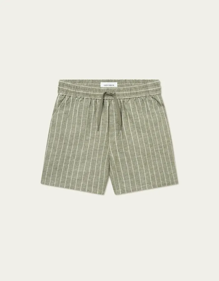 Men Otto Linen Shorts 8211 Lichen GreenLight Ivory Les Deux Shorts