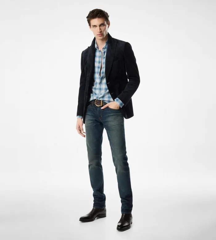Men Outerwear Tom Ford Cashmere Suede Sartorial Blazer Navy Men Outerwear Tom Ford Cashmere Suede Sartorial Blazer Navy