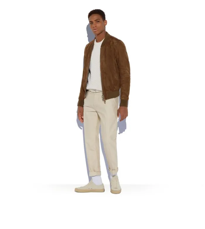 Men Outerwear Tom Ford Light Suede Bomber Tobacco Men Outerwear Tom Ford Light Suede Bomber Tobacco