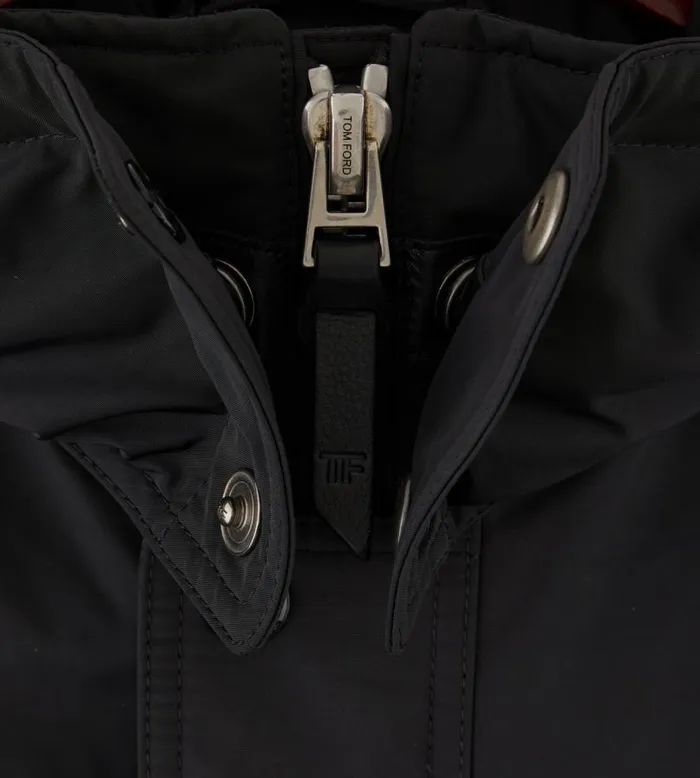 Men Outerwear Tom Ford Micro Faille LightFill Short Parka Black Men Outerwear Tom Ford Micro Faille LightFill Short Parka Black