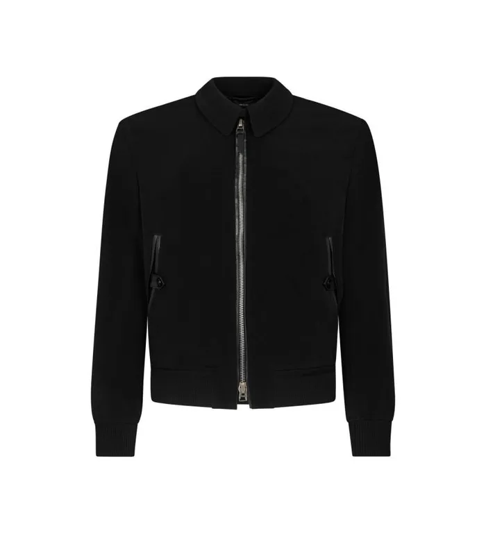 Men Outerwear Tom Ford Technical Cady Chic Collar Blouson Black