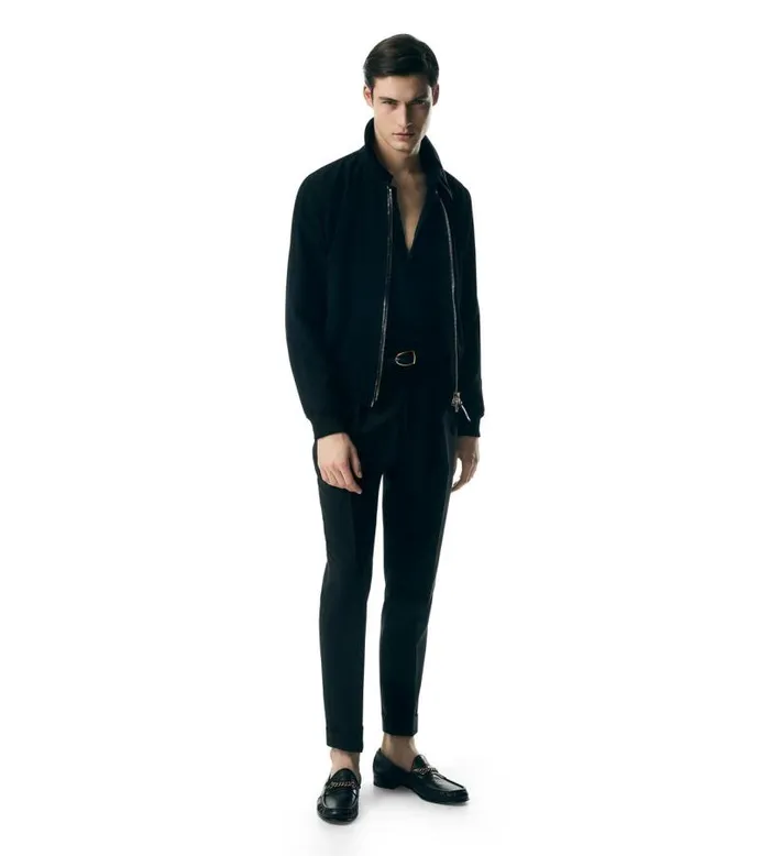 Men Outerwear Tom Ford Technical Cady Chic Collar Blouson Black