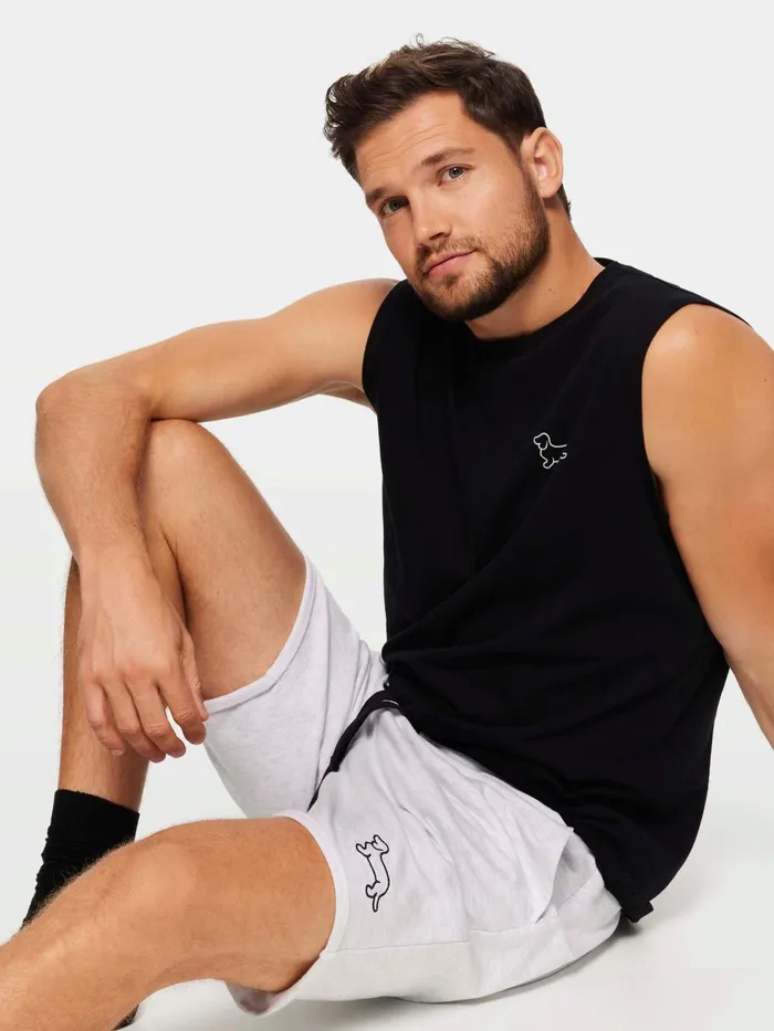Men PA Light Grey Cut Off Sweat Short Grey Marle Peter Alexander Shorts