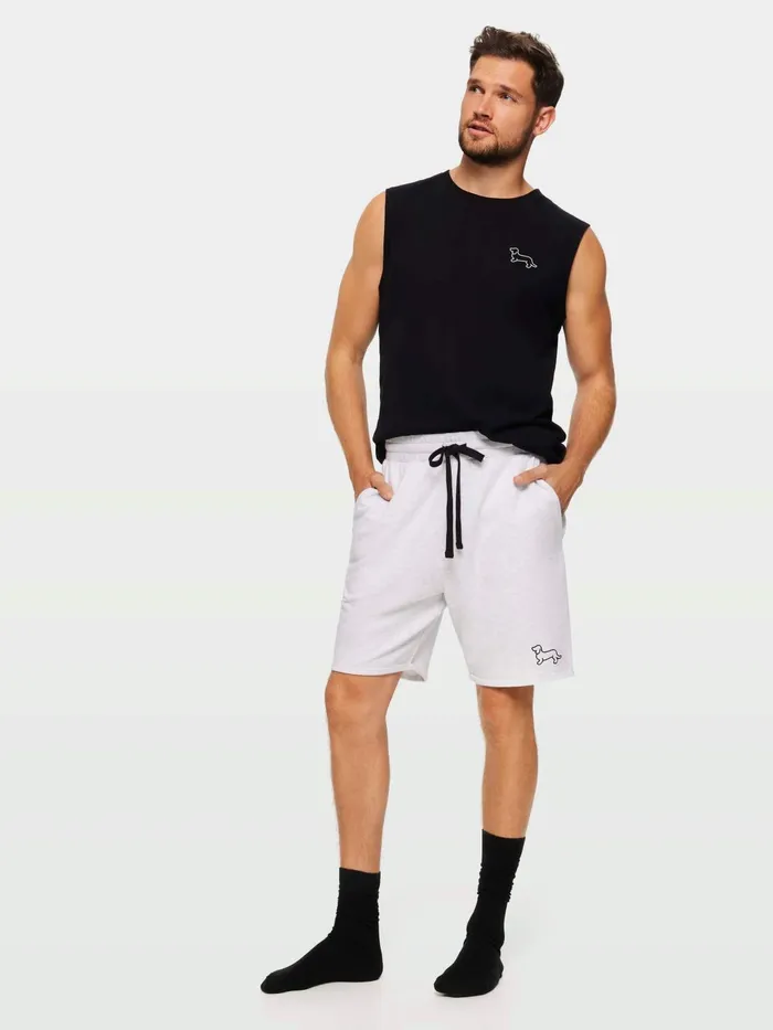 Men PA Light Grey Cut Off Sweat Short Grey Marle Peter Alexander Shorts
