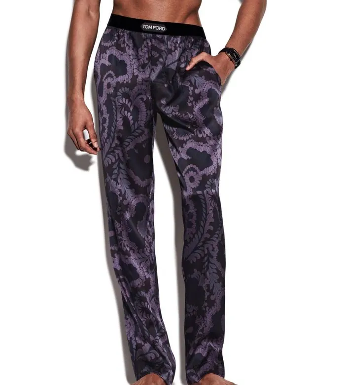 Men PAJAMA PANTS and LONG JOHNS Tom Ford 70S Paisley Floral Silk Pajama Pants Deep Purple