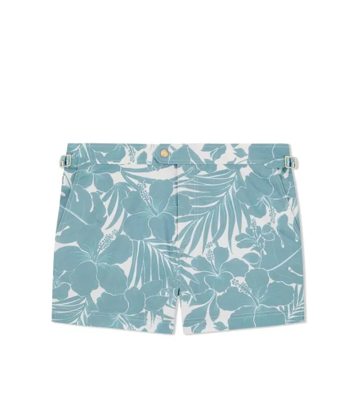 Men Pants and Shorts Tom Ford Floral Print Swim Short Dusty Blue