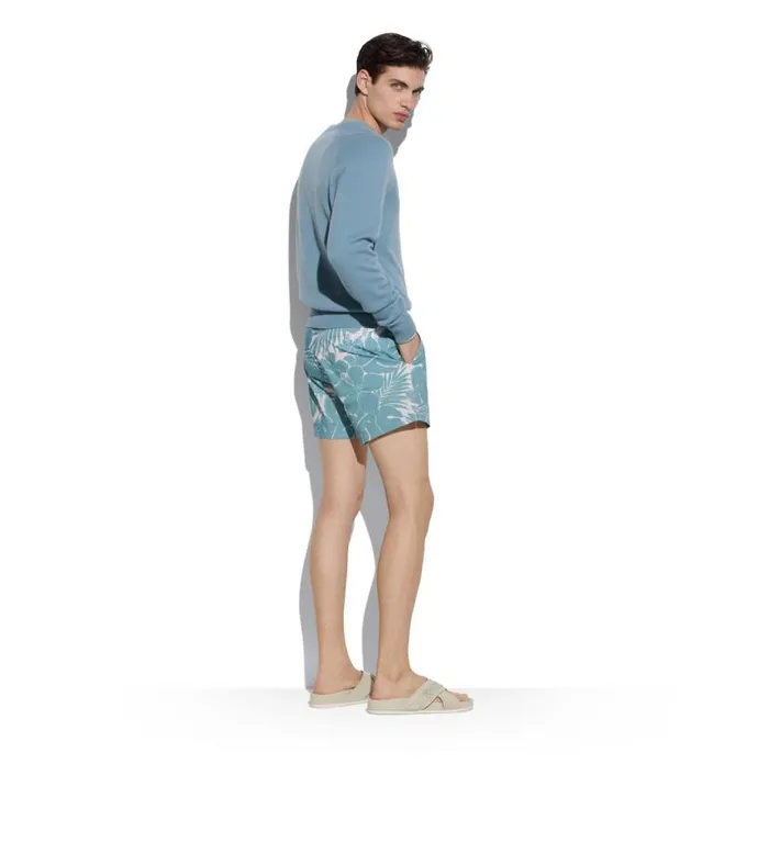 Men Pants and Shorts Tom Ford Floral Print Swim Short Dusty Blue
