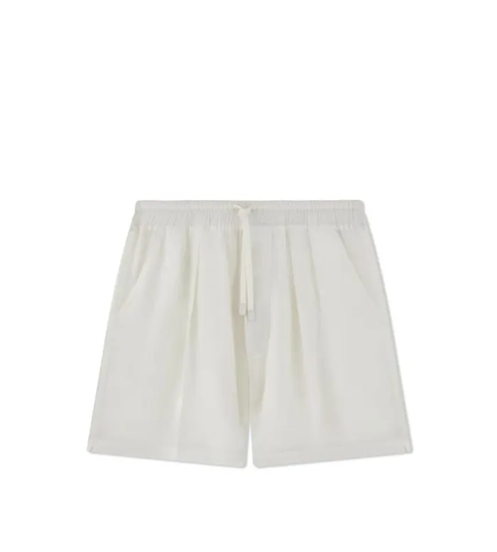 Men Pants and Shorts Tom Ford Lightweight Lyocell Pleat Short Ivory