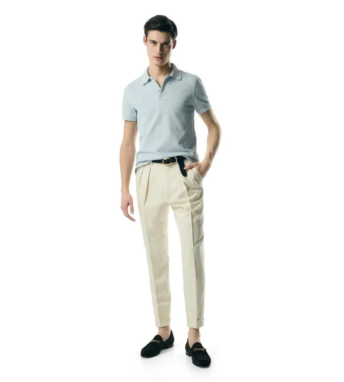 Men Pants and Shorts Tom Ford Pure Silk Atticus Pleat Trouser Bone Men Pants and Shorts Tom Ford Pure Silk Atticus Pleat Trouser Bone