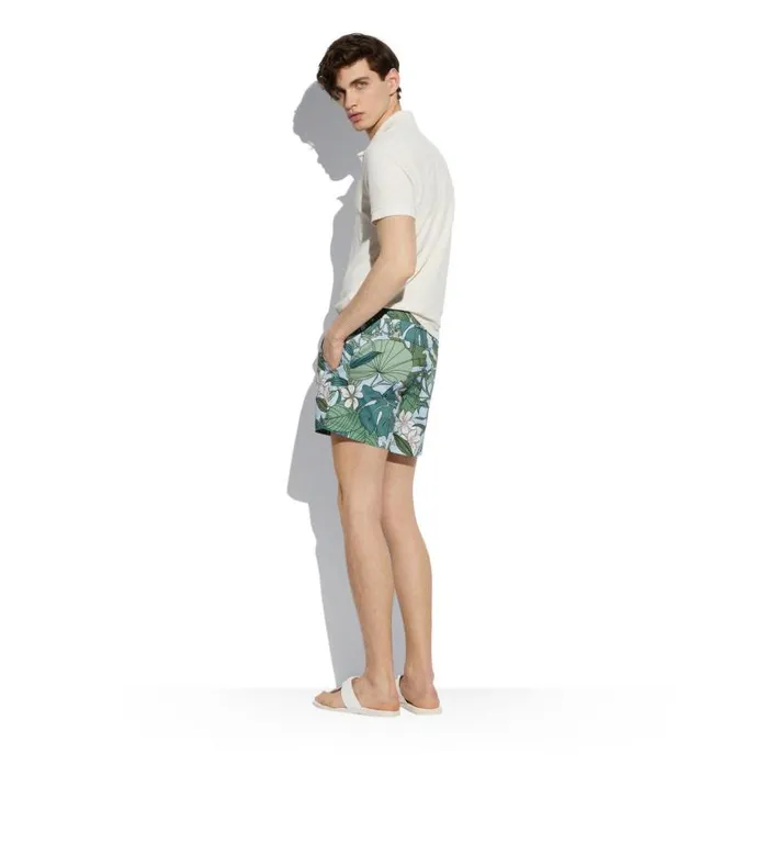 Men Pants and Shorts Tom Ford Tropical Floral Print Swim Short Greensky Men Pants and Shorts Tom Ford Tropical Floral Print Swim Short Greensky