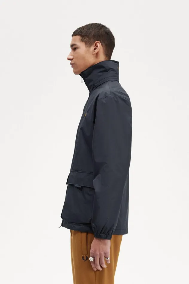 Men Patch Pocket Zip Through Jacket Navy Fred Perry Coats and Jackets