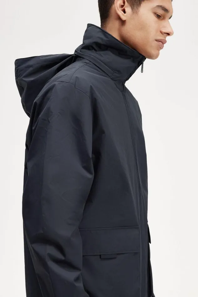 Men Patch Pocket Zip Through Jacket Navy Fred Perry Coats and Jackets