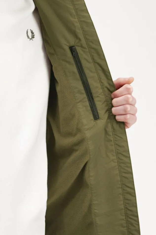 Men Patch Pocket Zip Through Jacket Uniform Green Fred Perry Coats and Jackets