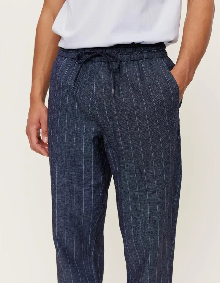 Men Patrick Linen Pants 8211 Dark NavyIvory Les Deux Pants