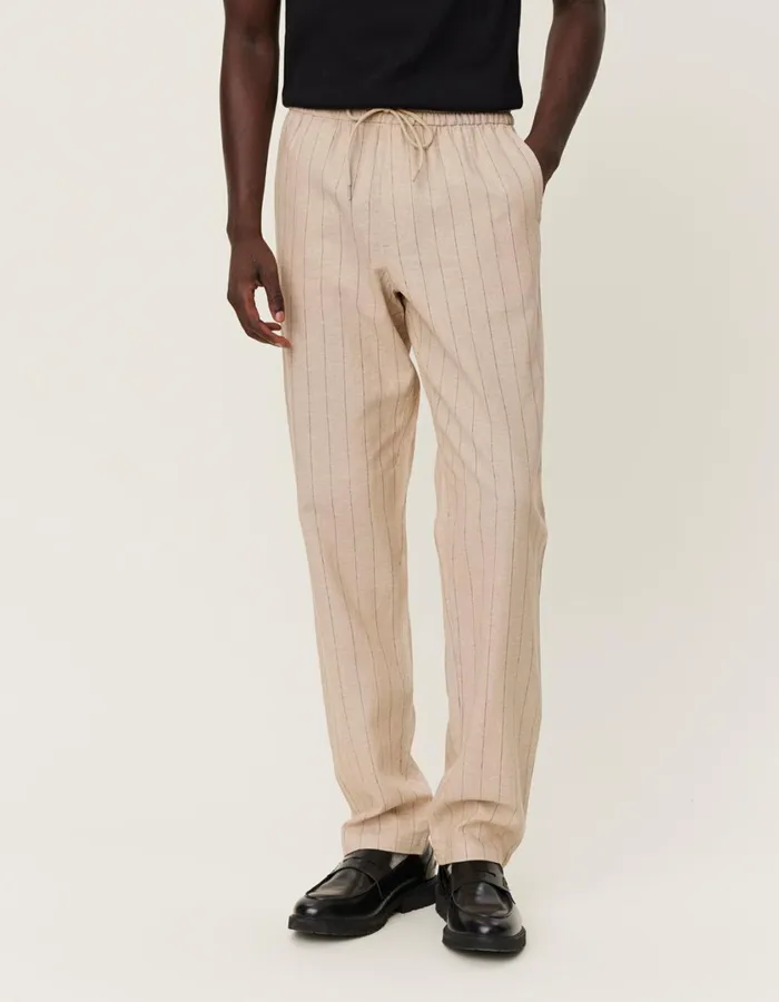 Men Patrick Linen Pants 8211 Warm SandBlack Les Deux Pants
