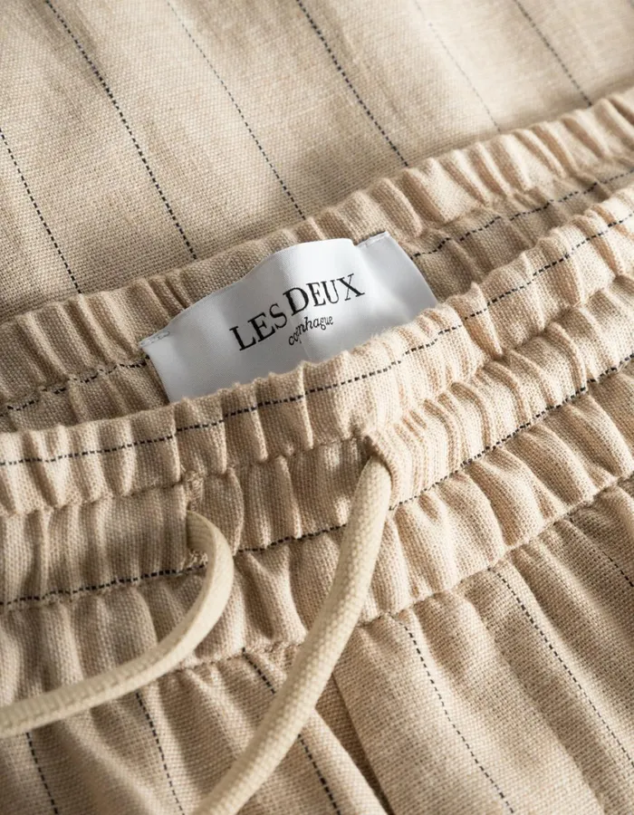 Men Patrick Linen Pants 8211 Warm SandBlack Les Deux Pants