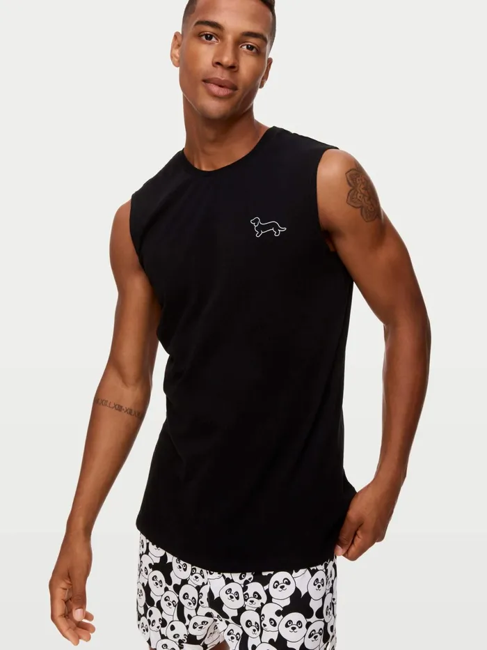 Men Penny Logo Sleeveless Tee Navy Peter Alexander Tops