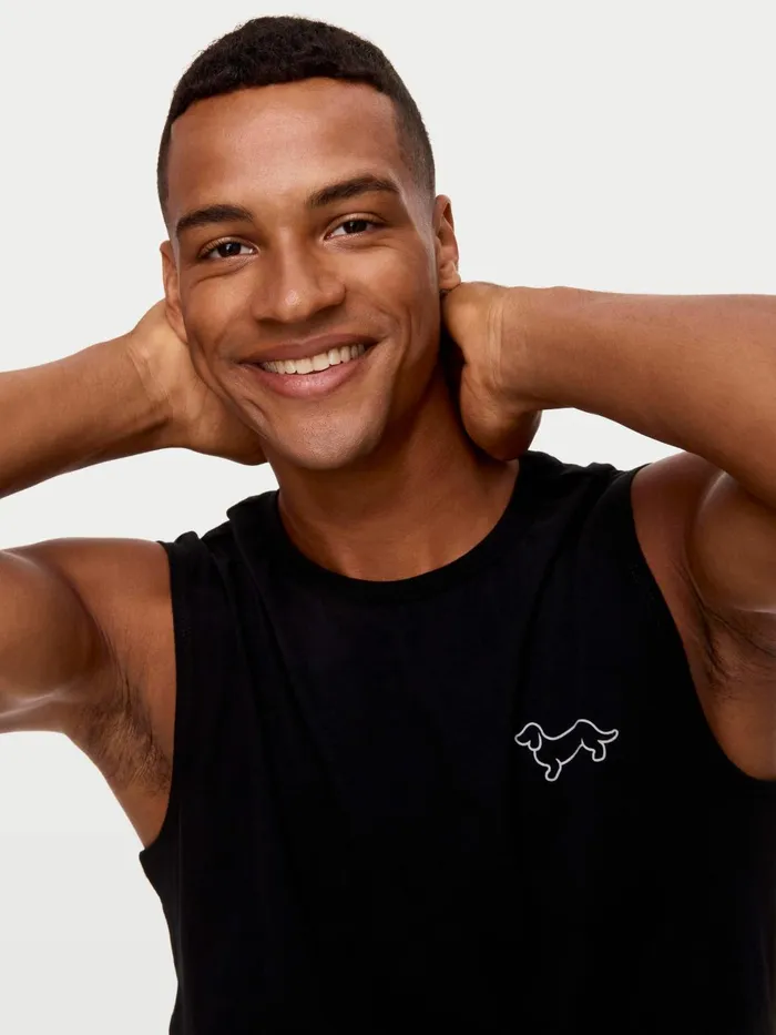 Men Penny Logo Sleeveless Tee Navy Peter Alexander Tops