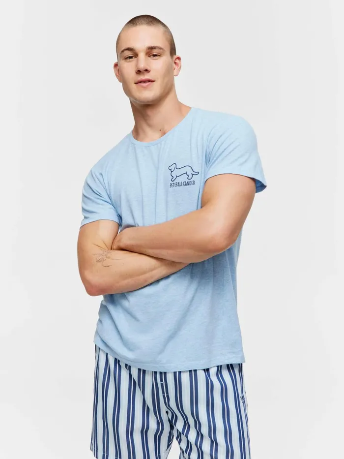 Men Penny Logo Tee Grey Marle Peter Alexander Tops