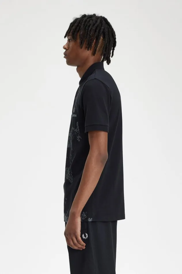 Men PleasuresSkull Shirt Black Fred Perry Polo Shirts