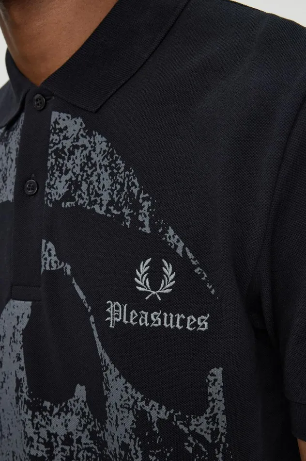 Men PleasuresSkull Shirt Black Fred Perry Polo Shirts