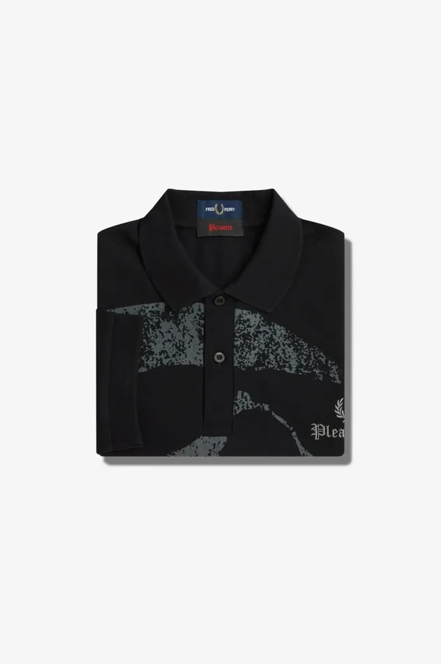 Men PleasuresSkull Shirt Black Fred Perry Polo Shirts