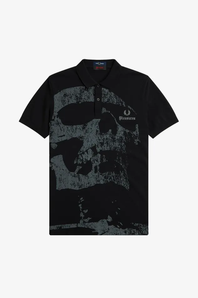 Men PleasuresSkull Shirt Black Fred Perry Polo Shirts