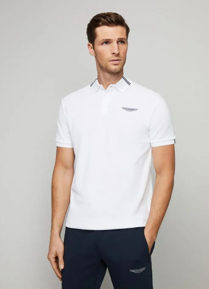 Men Polo Shirts Hackett London Aston Martin Classic Fit Polo Shirt White