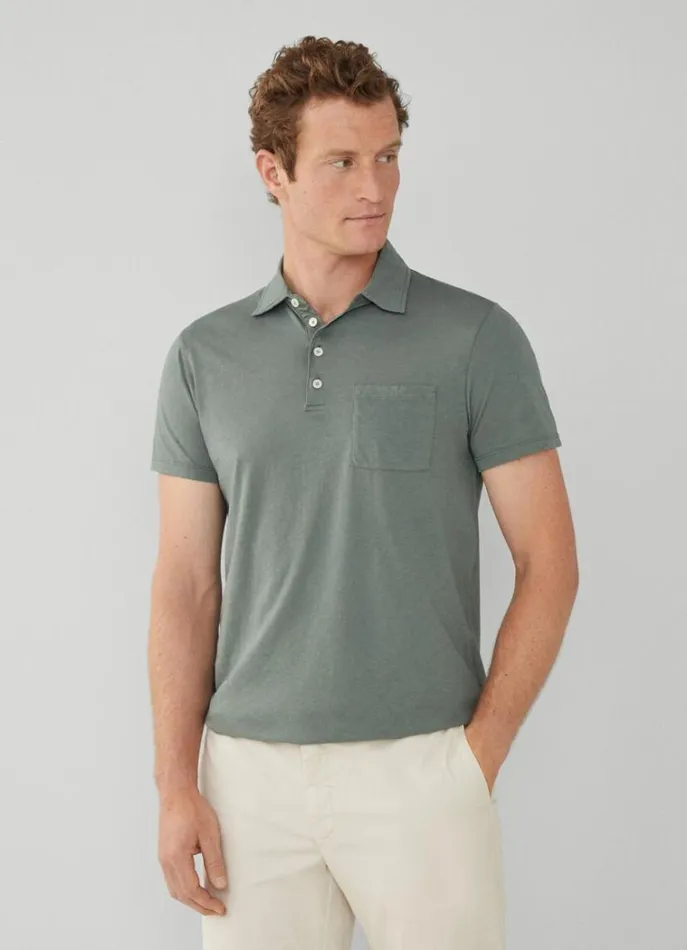 Men Polo Shirts Hackett London Classic Fit Knit Polo Khaki